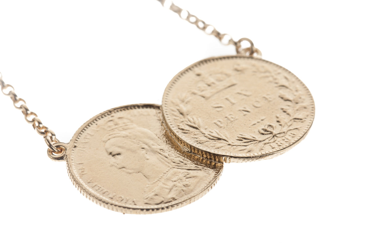 Victorian Double Sixpence Necklace
