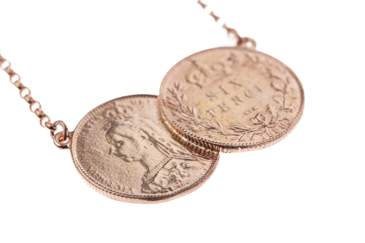 Victorian Double Sixpence Necklace