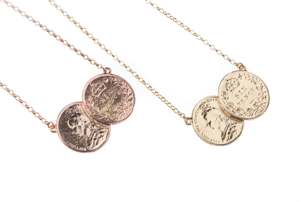 Gold Double Coin Necklace | Adina Eden Jewels