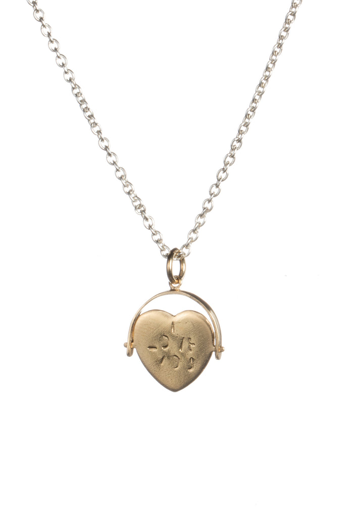 Silver Heart Shaped I Love You Spinner Charm