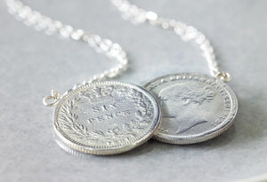 Victorian Double Sixpence Necklace