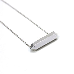 Hexagonal Silver Floating Bar Necklace